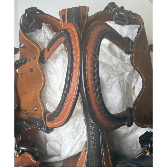 Coach 1941 Rogue 36 Western Saddle Suede Whipstitch Whiplash Boho Fringe Bag - Picture 6 of 16